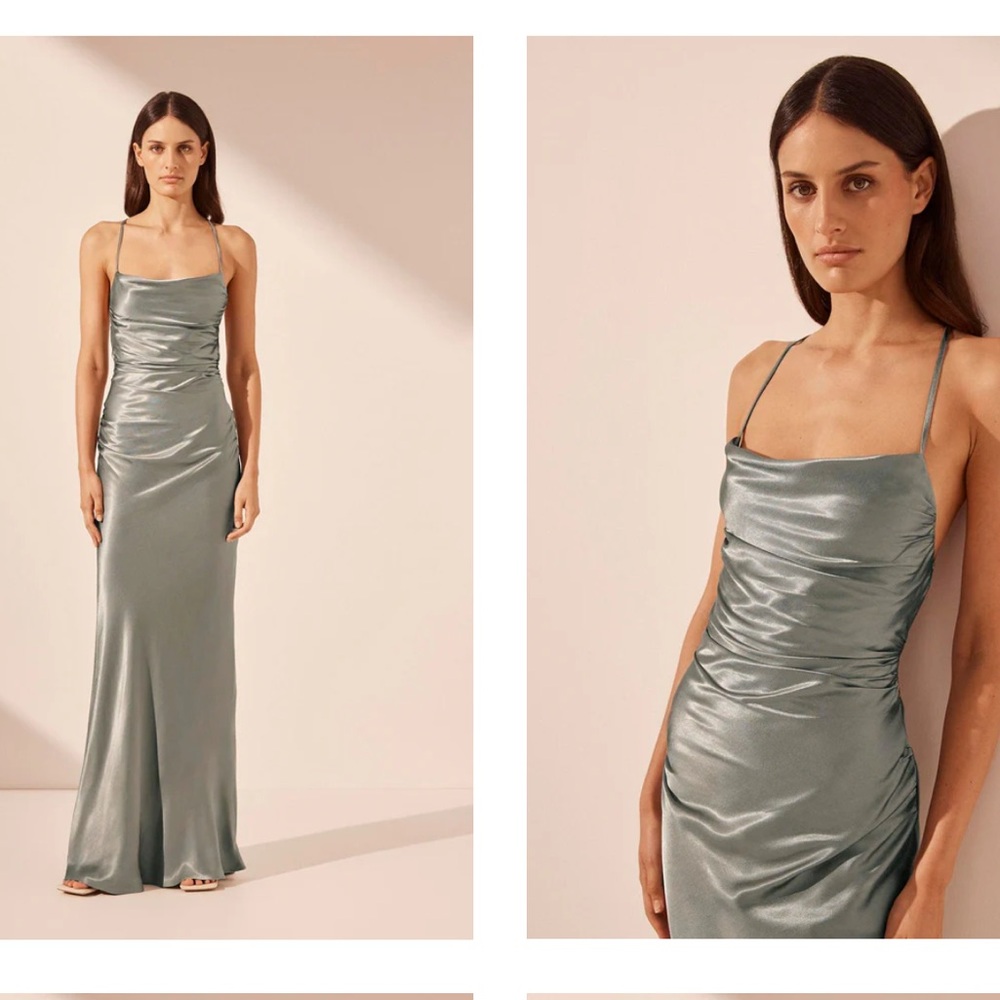 Shona Joy La Lune Lace Back Maxi Dress - Sage (size us4)